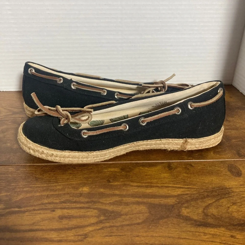 Sperry Top-Sider Womens Black Canvas Espadrille Boat Shoes‎ 9835117 Size 6.5M